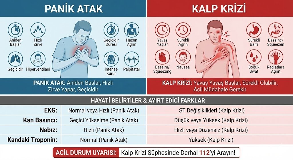 Panik Atak mı, Kalp Krizi mi? Hayati Belirtiler ve Ayırt Edici Farklar