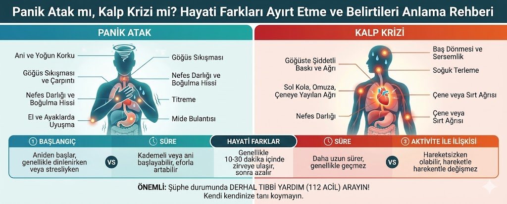 Panik Atak mı, Kalp Krizi mi? Hayati Farkları Ayırt Etme ve Belirtileri Anlama Rehberi